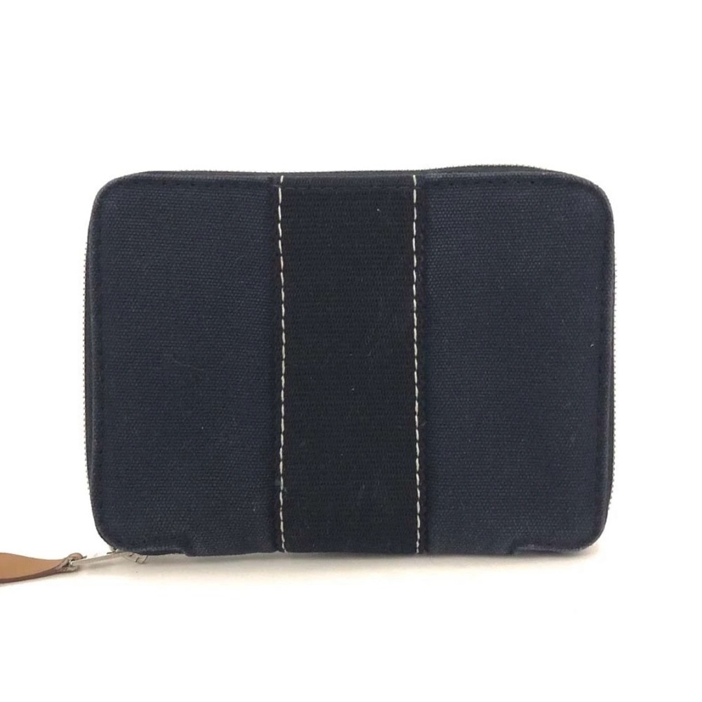AUTH Hermès Wallet • Authentic Fourre Tout Purse PM in Navy Blue Canvas Denim